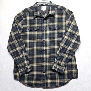 Field&Strem Men's Plaid Shirt - Blue and Cream Sz L